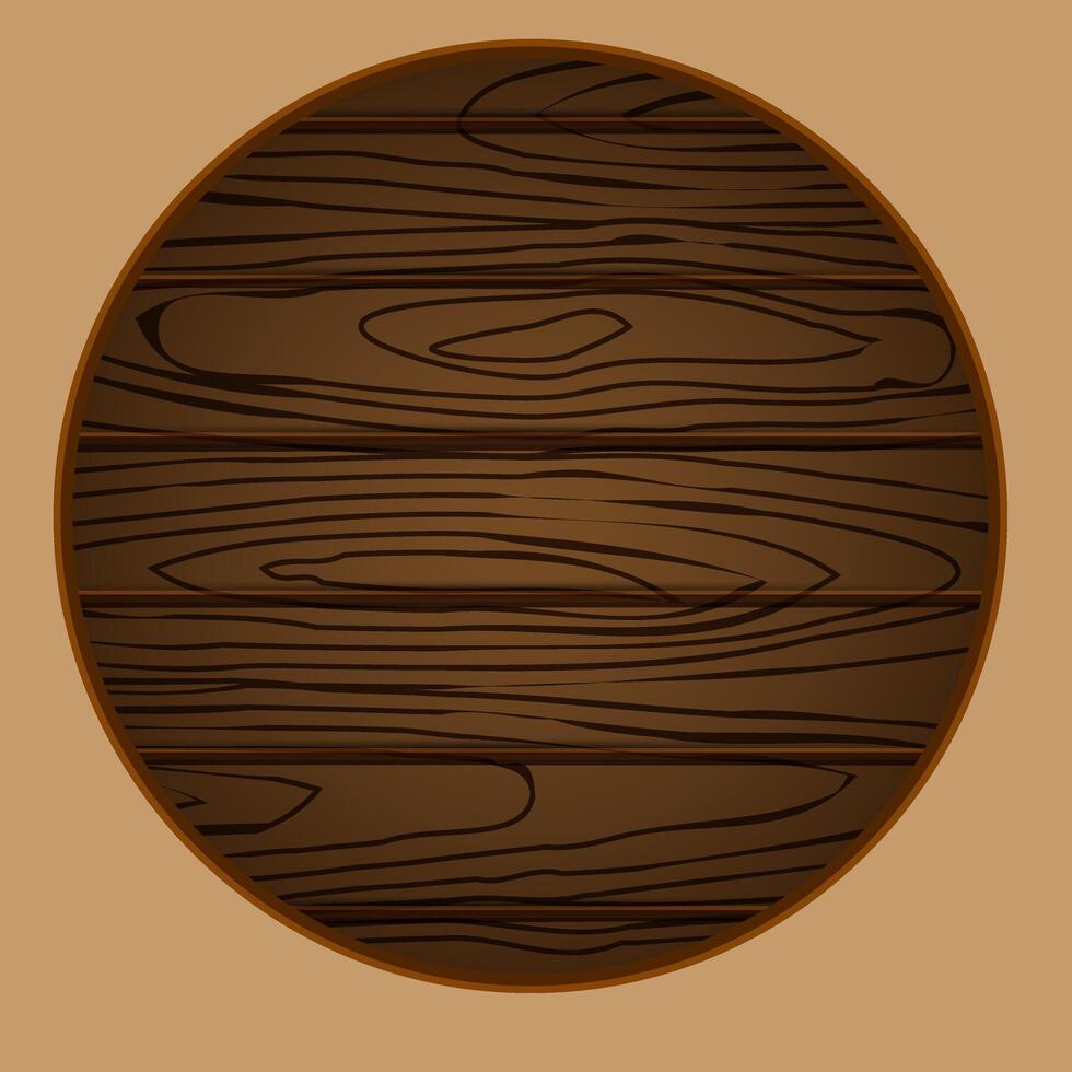 realistic imitation of wood texture on a round shape vector
