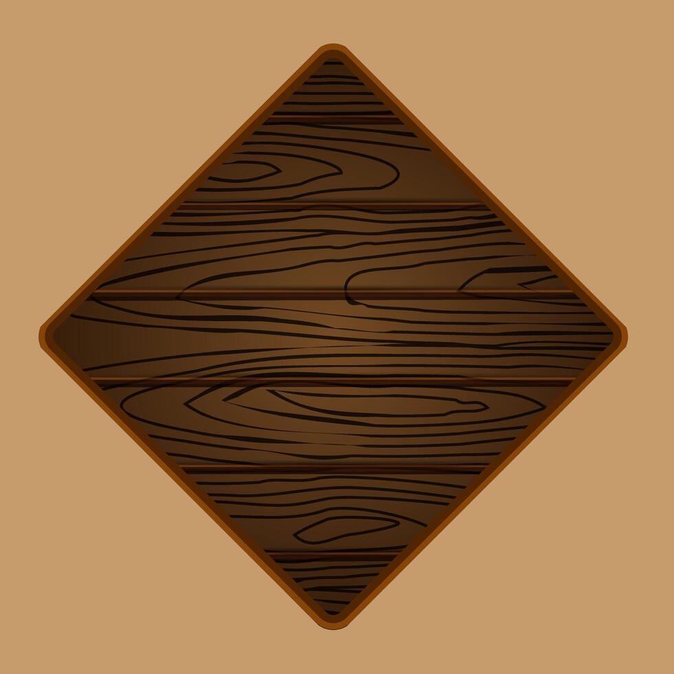 realistic imitation wood texture on diamond shape vector