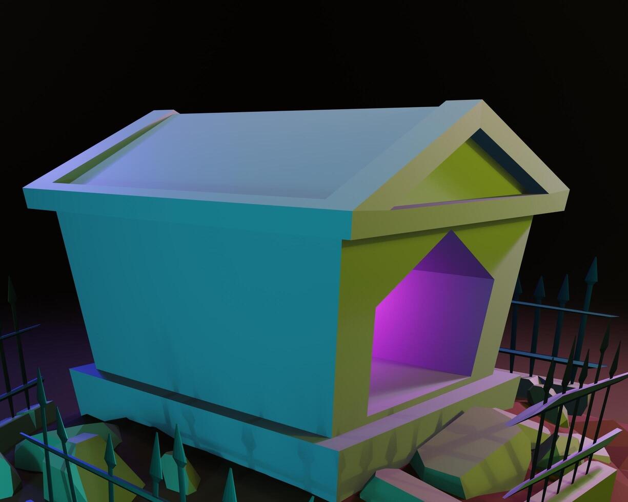 3D design fence and haunted house photo