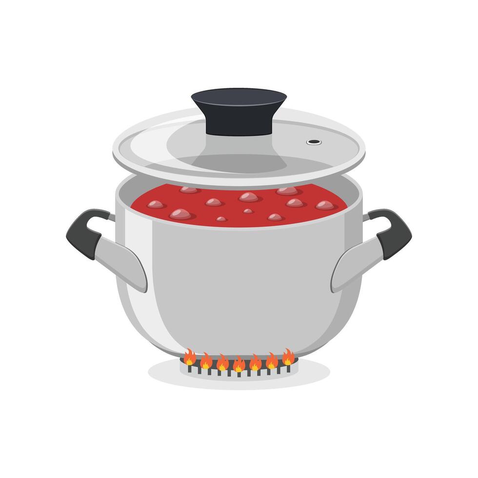 Cooking pot icon in flat style. Saucepan illustration on isolated background. Pan sign business concept. vector