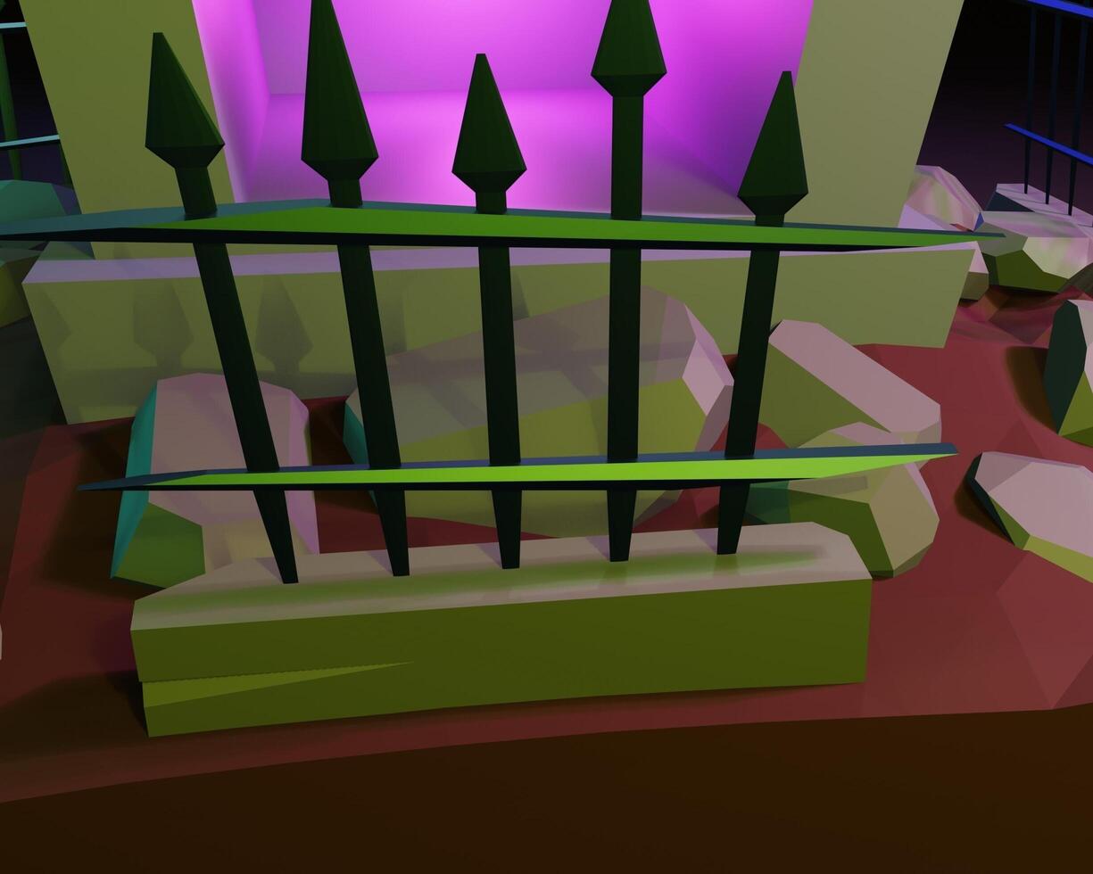 3D design fence and haunted house photo