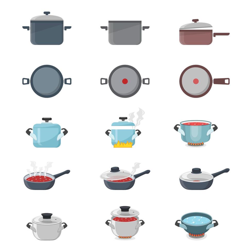 Cooking pot icon in flat style. Saucepan illustration on isolated background. Pan sign business concept. vector