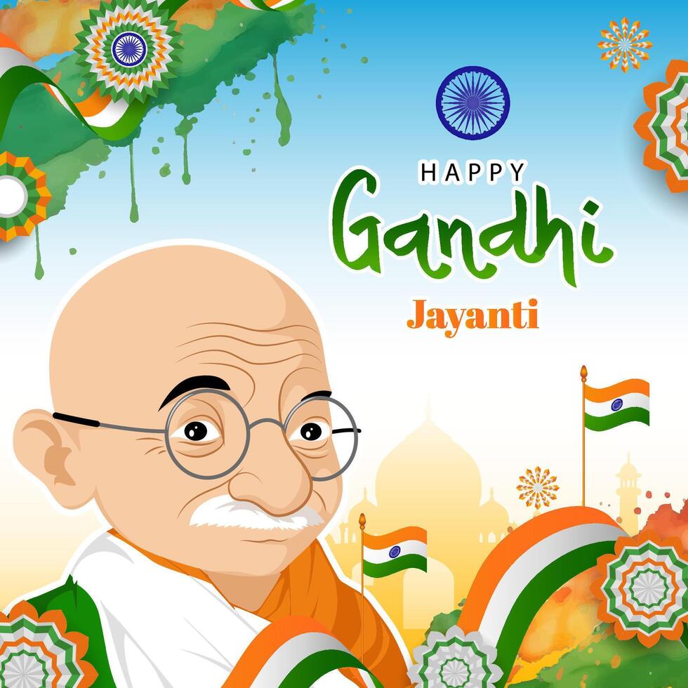 happy gandhi jayanti background vector