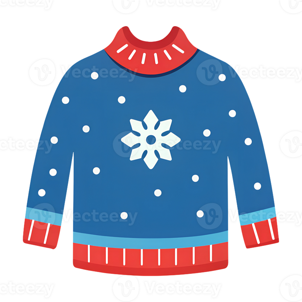 Illustration of a sweater with snowflake patterns for a festive look png