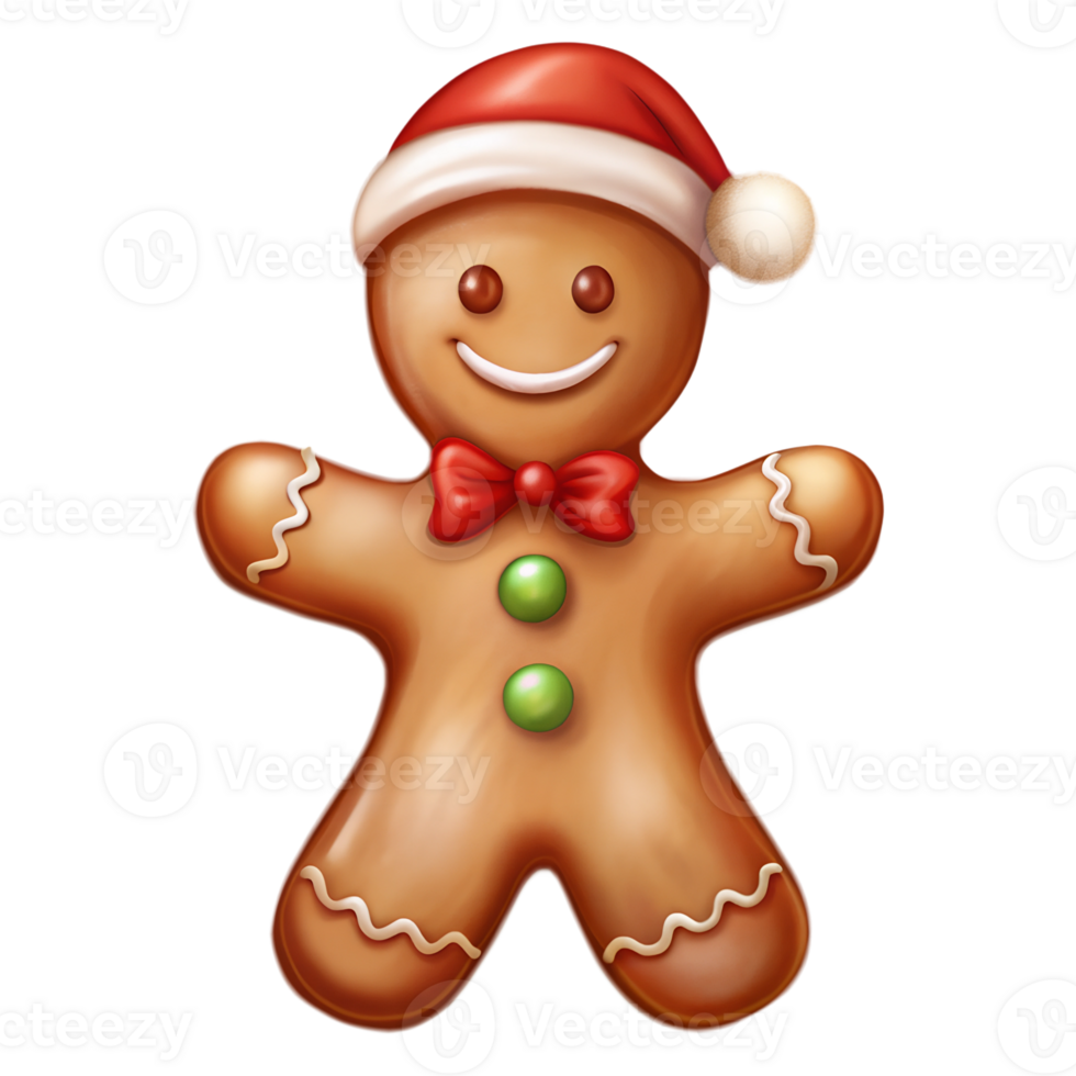 Christmas gingerbread man for decor creation on a transparent background png