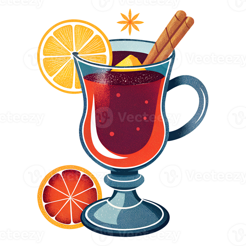 Illustration of a beautiful mulled wine on a transparent background png