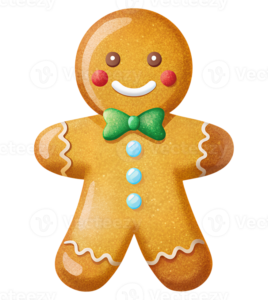 Gingerbread man for Christmas decorations on a transparent background png