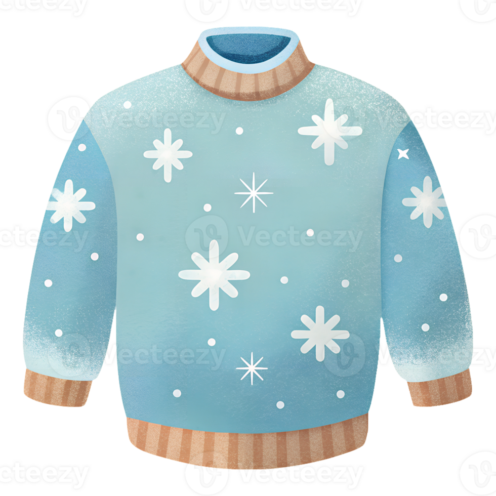 Illustration of a stylish sweater with decorative snowflakes for winter celebrations png