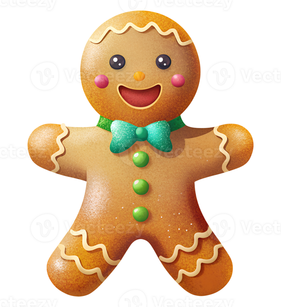 Gingerbread man for Christmas styling on a transparent background png
