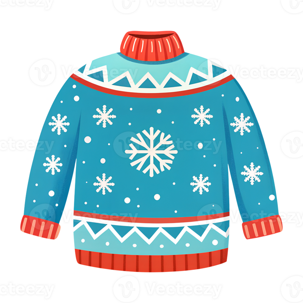 Illustration of an elegant sweater with snowflake patterns for Christmas festivities png