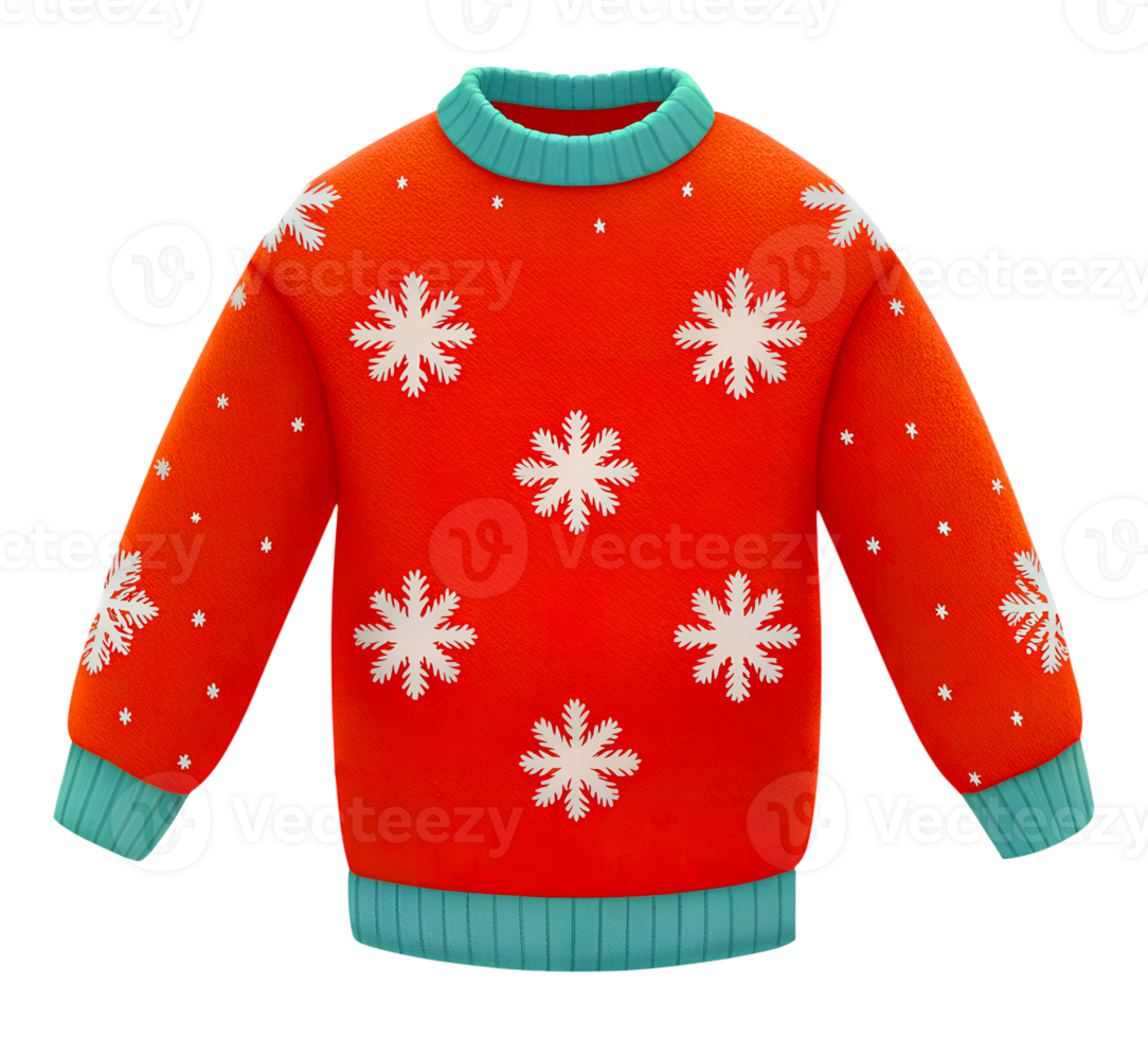 Illustration of a Christmas sweater with winter snowflake patterns for a special celebration png