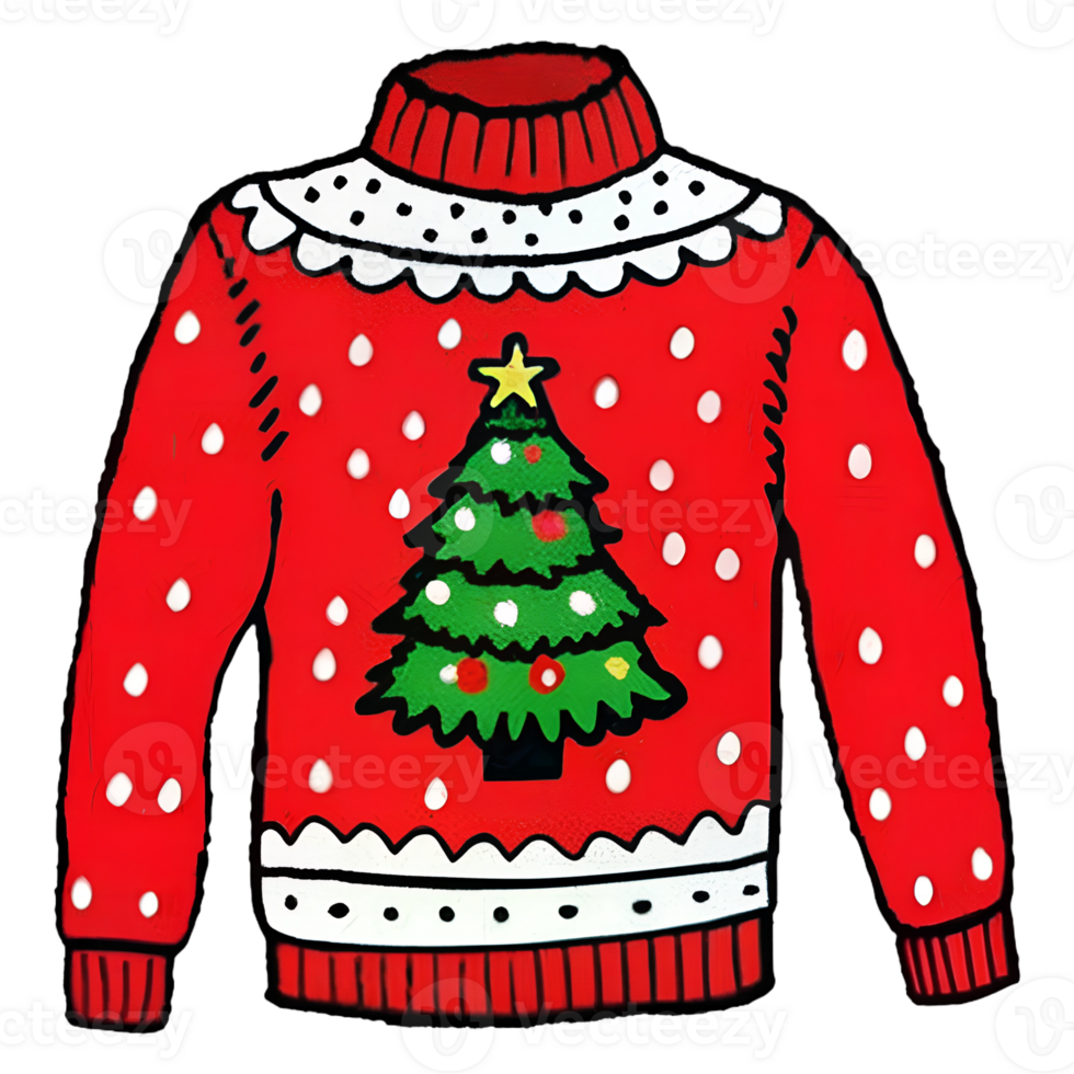 Illustration of a cozy sweater with winter snowflakes for Christmas cheer png