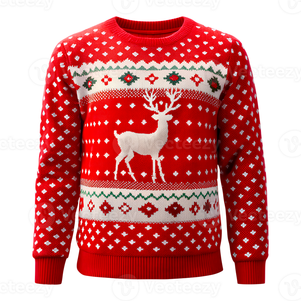 Sweater style with reindeer design for Christmas celebrations on a transparent background png
