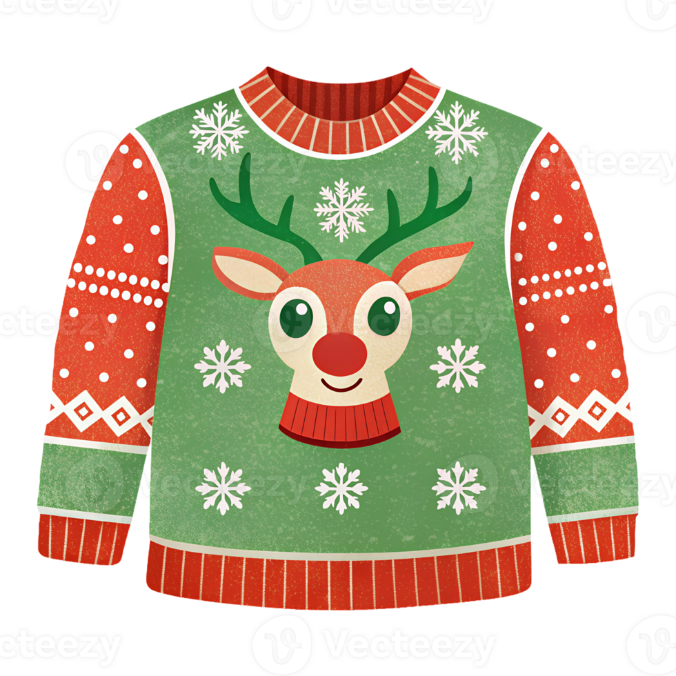 Illustration of a unique sweater with a reindeer design to create a Christmas atmosphere png