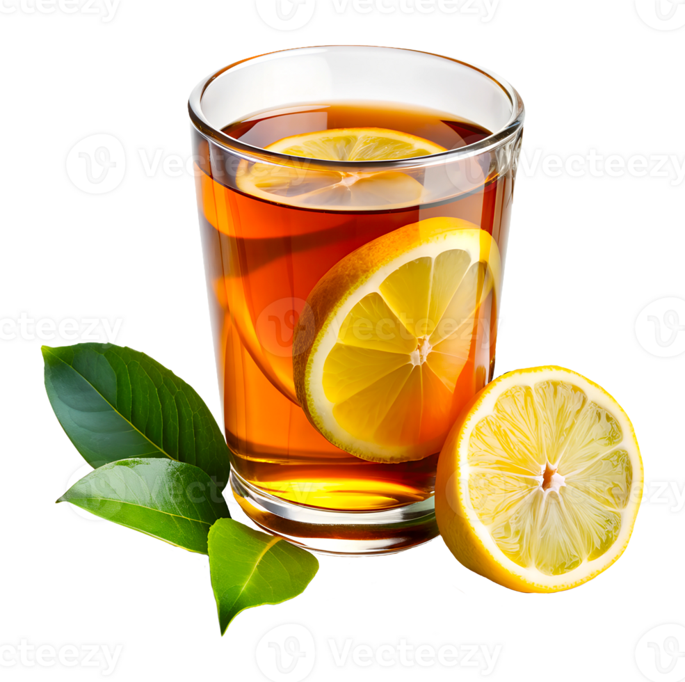 Lemon Tea and Lemon Slices Next to a Cup on Transparent Background png