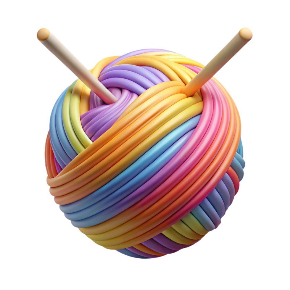 Vibrant Yarn Ball and Knitting Tools png