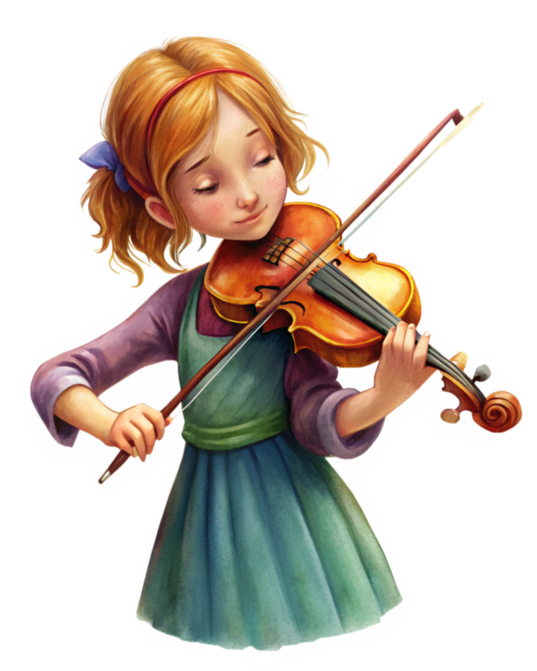 Talented Girl Playing Violin png