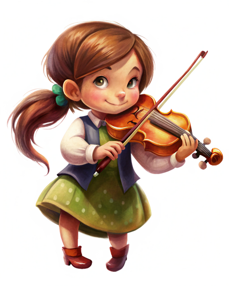 Violin Practice by Young Girl png
