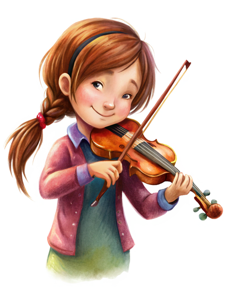 menina jogando violino com confiança png
