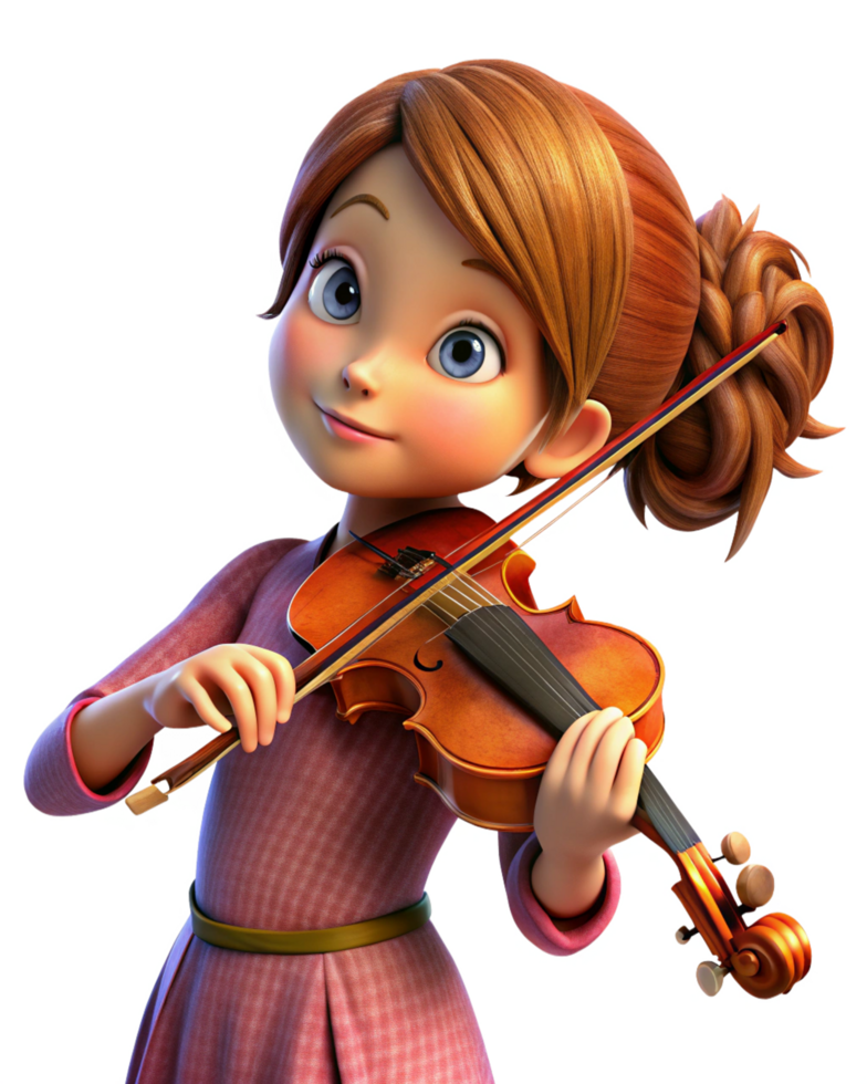 flicka spelar fiol utomhus png