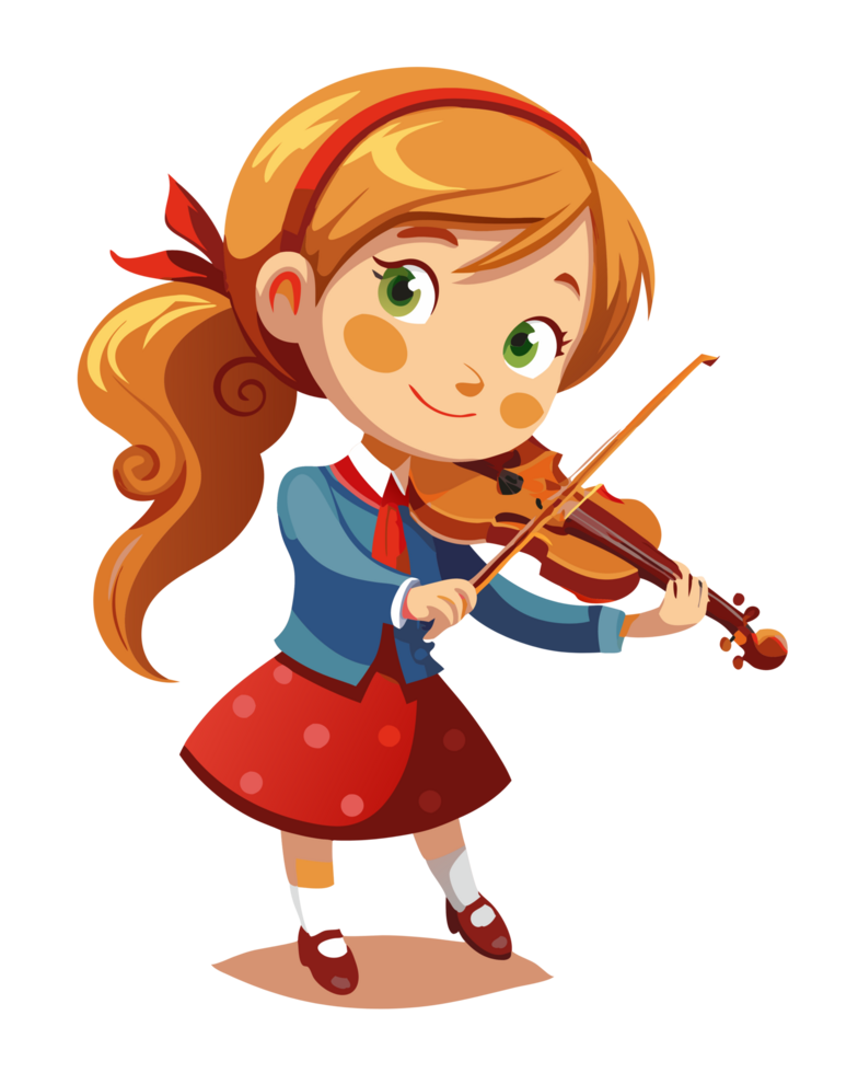 Little Girl with Violin at Music School png