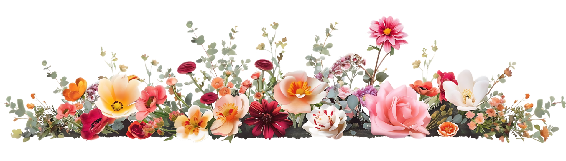 Vibrant Floral Arrangement with a Transparent Background Delicate ...