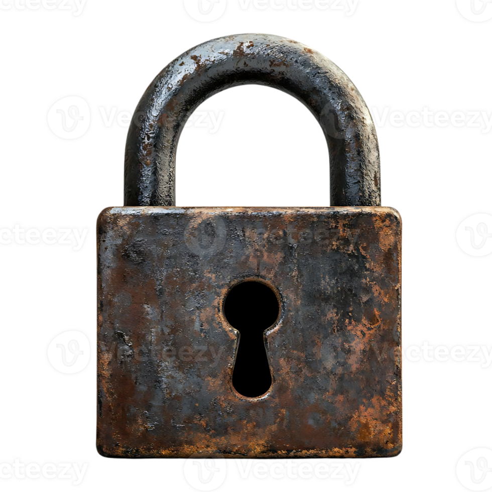Rusty Padlock with Transparent Background Securing with Vintage Charm png