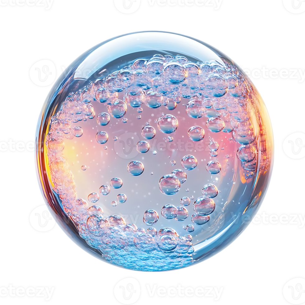 Transparent Sphere with Bubbles and Gradient Colors A Captivating Display of Nature's Beauty and Transparency. png