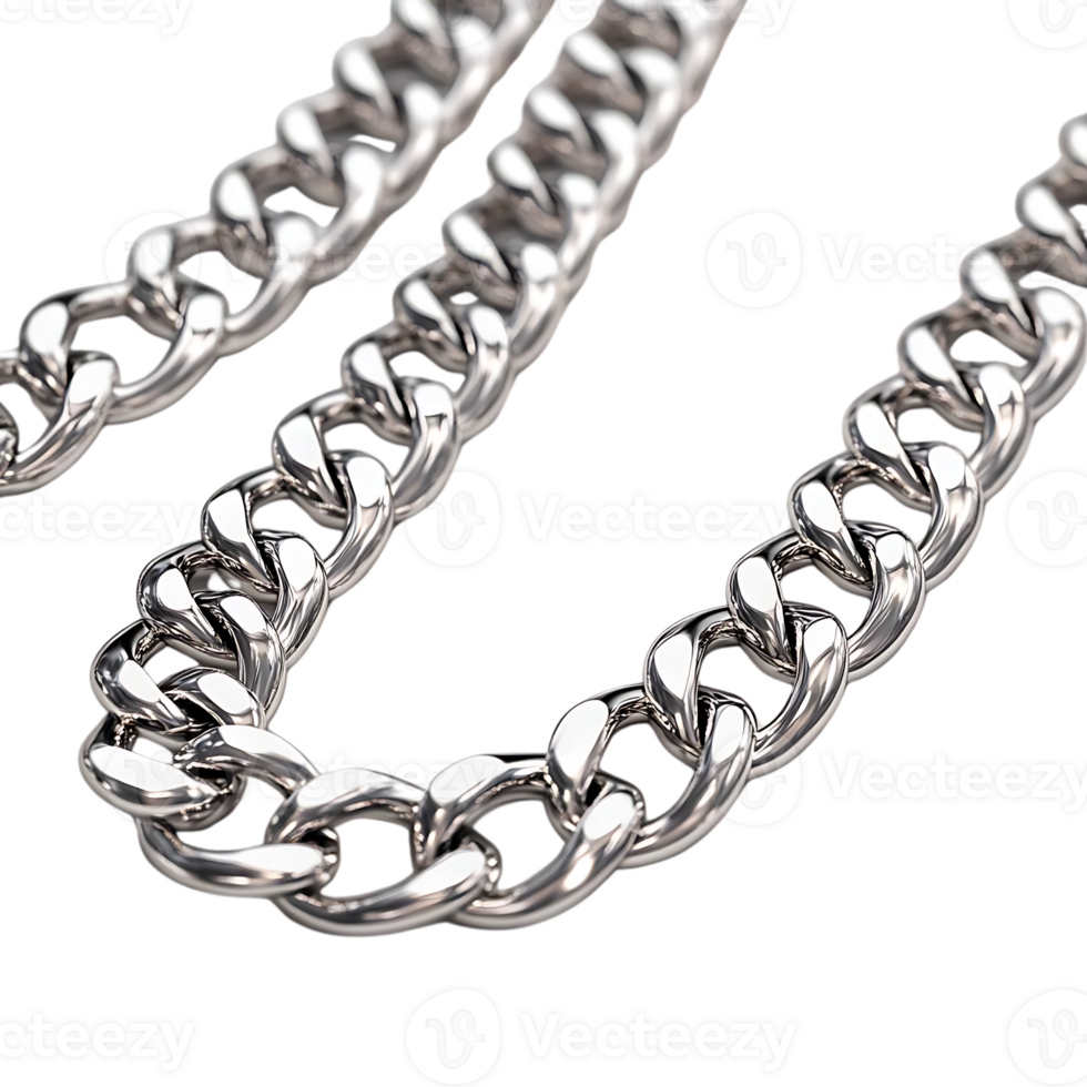 Shiny Silver Chain with a Transparent Background A Close-Up Look at the Interlocking Links png