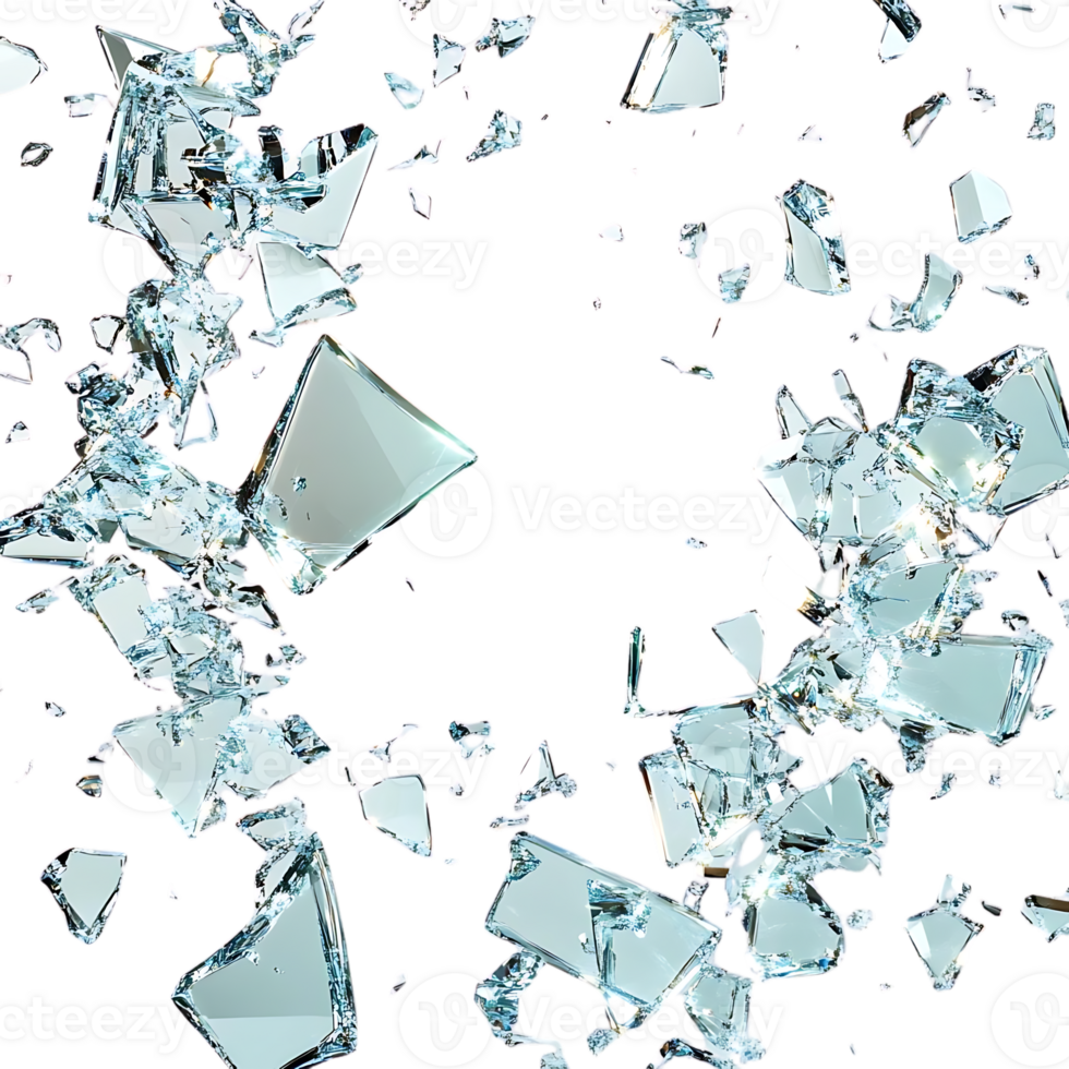 Shattered Glass with a Transparent Background A Dramatic Display of Broken Pieces png