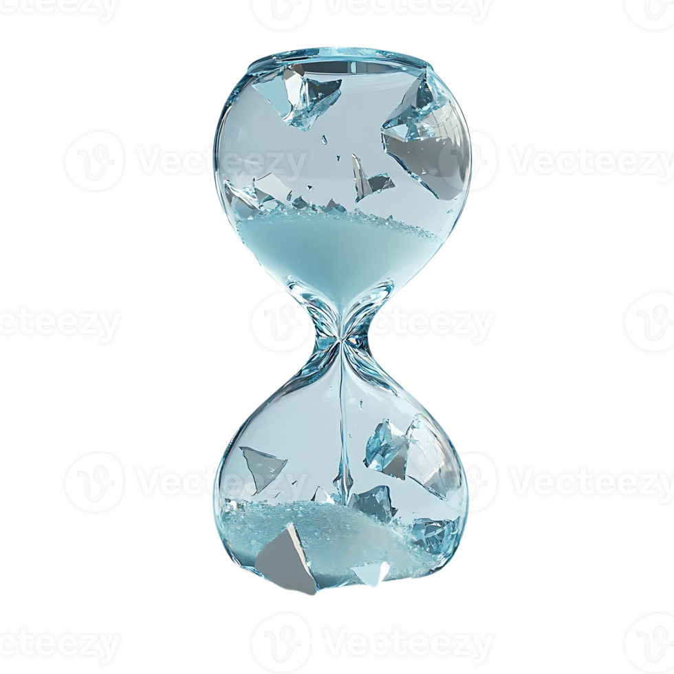 Shattered Hourglass Time's Fragile Nature with Transparent Background png