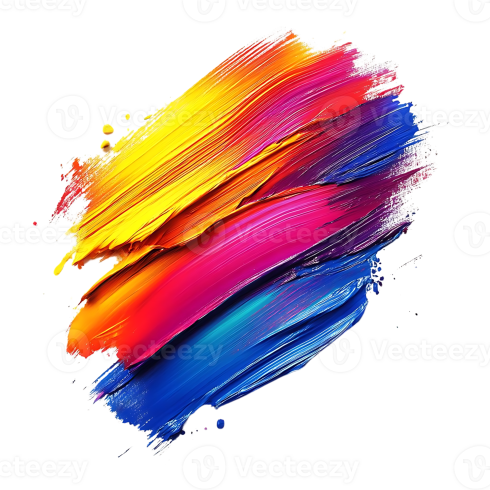 Vibrant Colorful Paint Strokes on a Transparent Background A Digital Abstract Masterpiece png