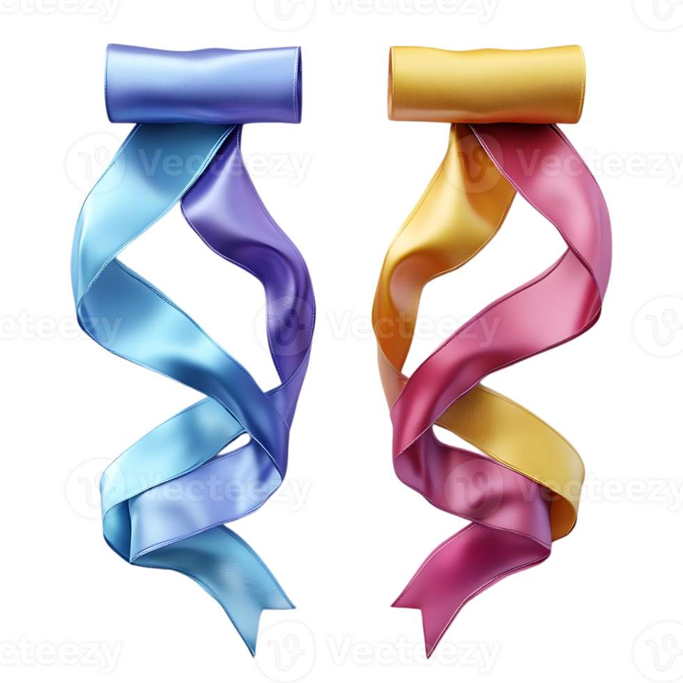 Colorful Satin Ribbons with a Transparent Background Perfect for Design Projects, Website Banners, and Social Media Posts png