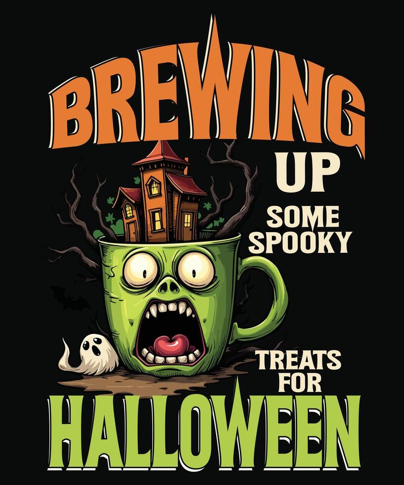 Brewing up some spooky treats for Halloween typography t shirt design vector