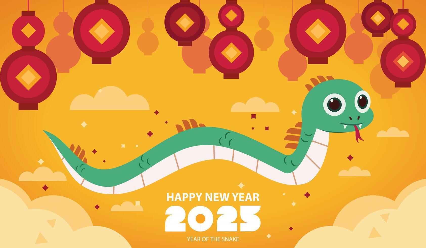 Happy new year 2025, Chinese new year of snake Modern minimalist geometric style Chinese new year elements. vector