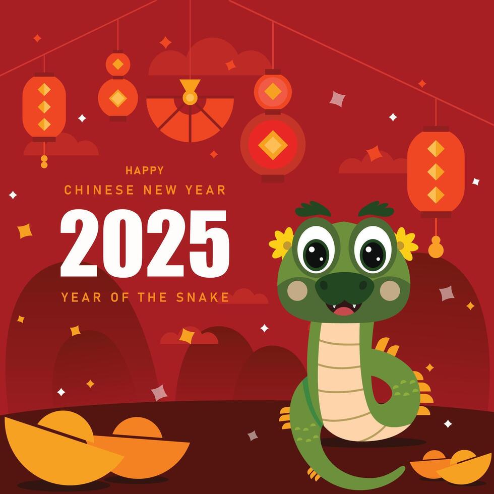 Happy new year 2025, Chinese new year of snake Modern minimalist geometric style Chinese new year elements. vector