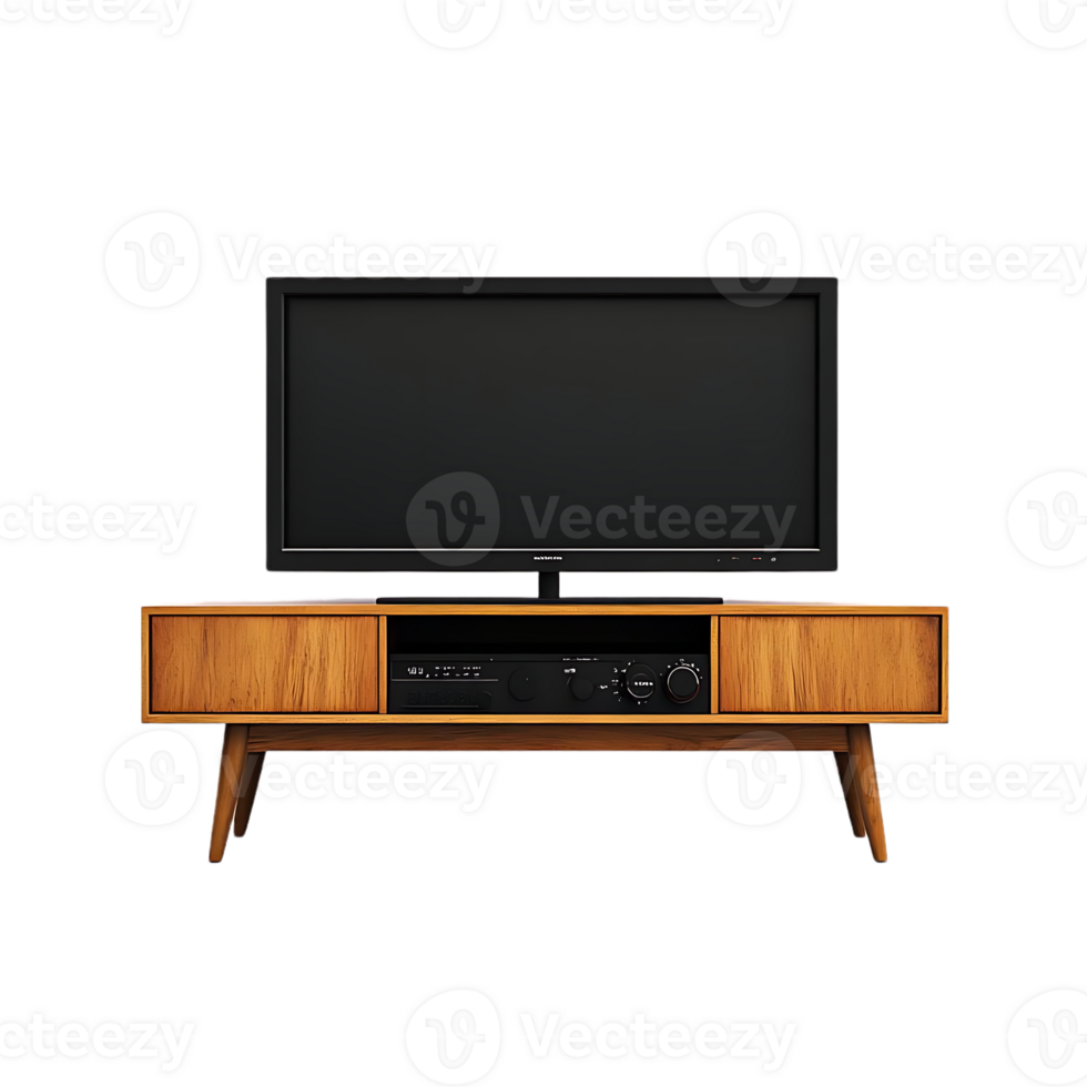 Mid-Century Modern TV Stand with a Transparent Background A Stylish and Functional Solution for Your Home Entertainment Needs png