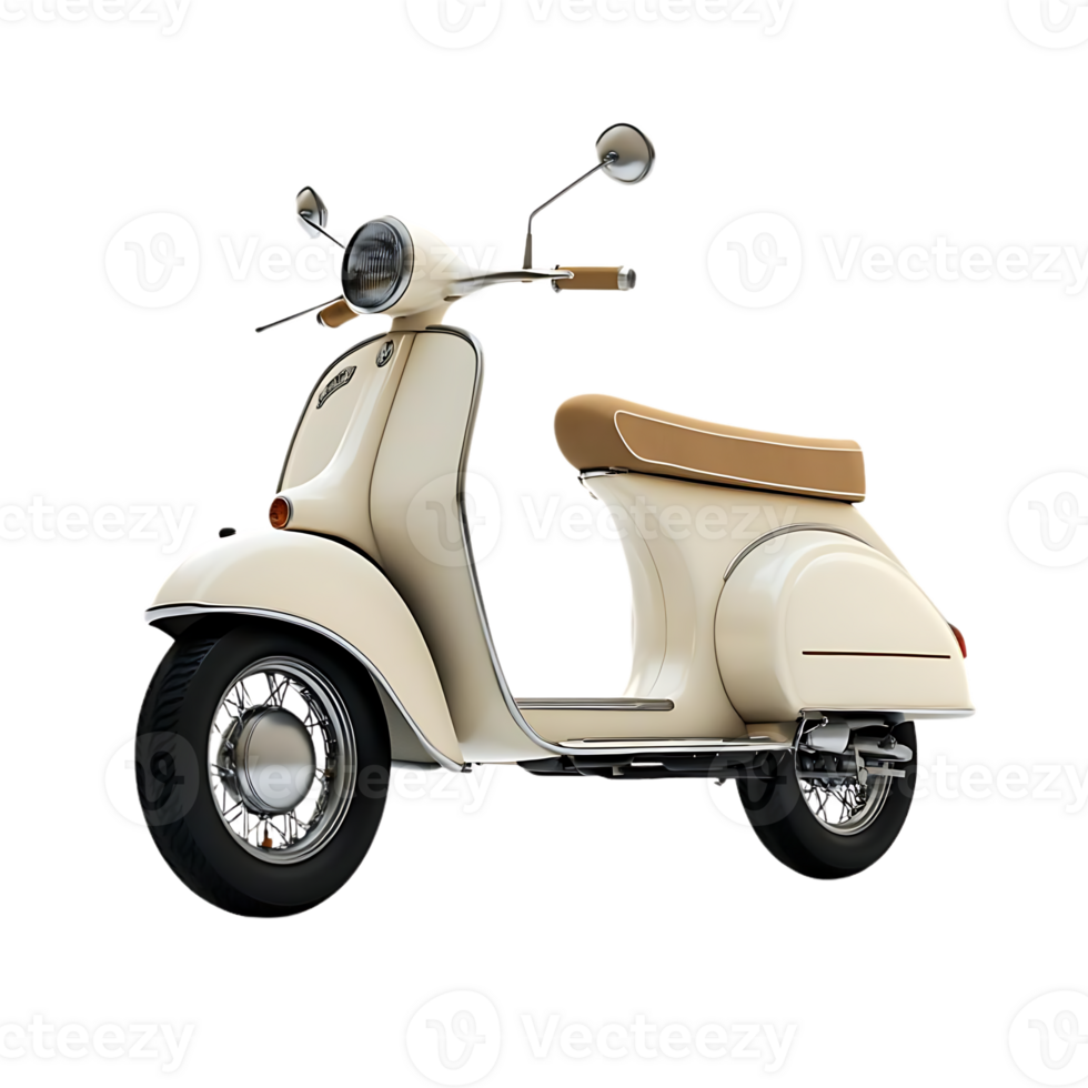 Classic White Vespa Scooter with Transparent Background A Timeless Icon of Italian Style and Design png