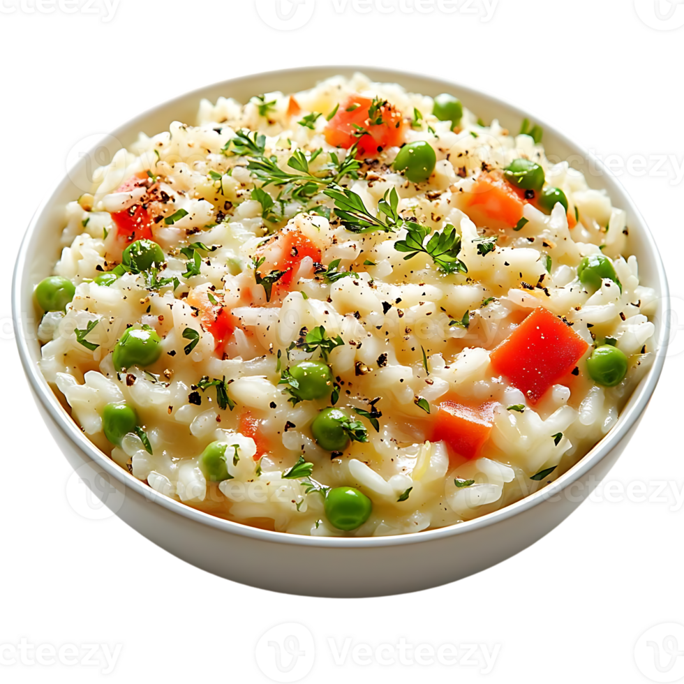 Delicious Risotto with Peas, Tomatoes, and Parsley A Simple and Flavorful Dish with a Transparent Background png
