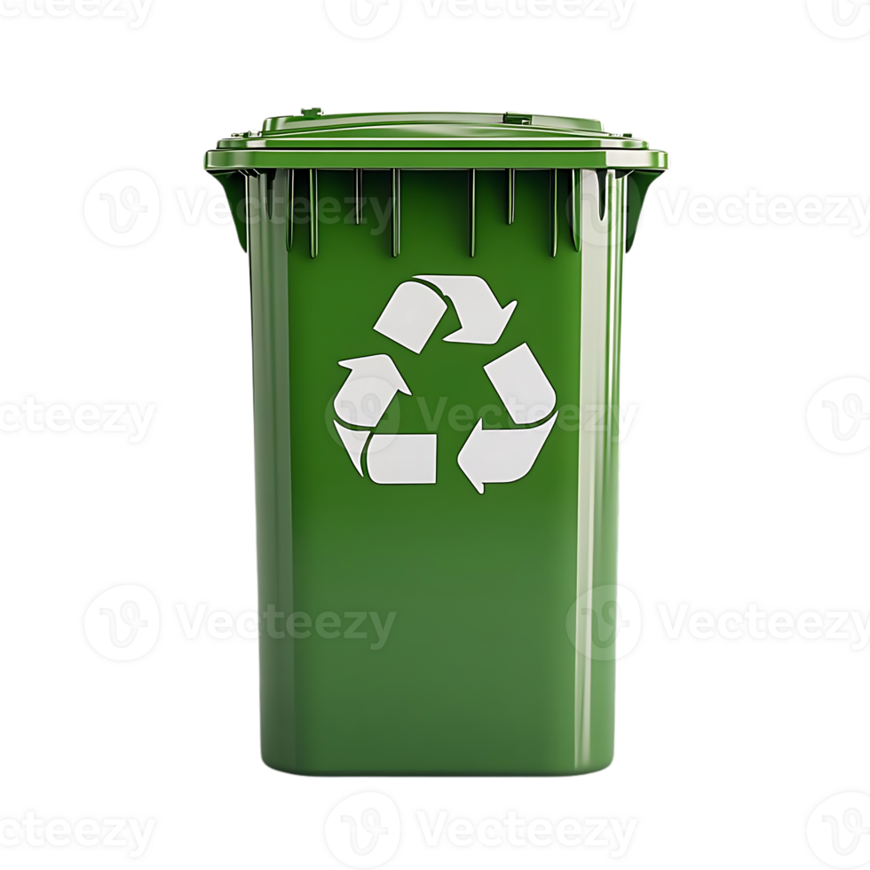 Green Recycling Bin with Transparent Background A Symbol of Environmental Responsibility, Sustainability, and Waste Reduction for a Clean and Healthy Planet png