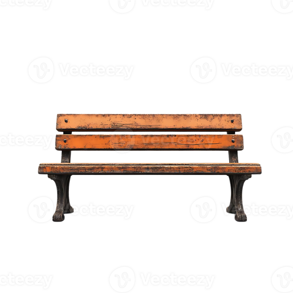Orange Wooden Bench with Transparent Background A Rustic Seat for Relaxation in a Park or Garden png