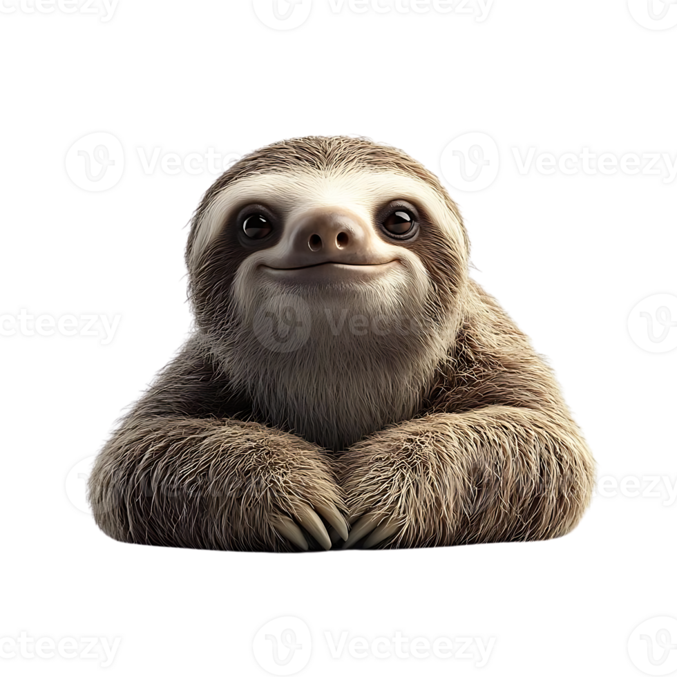 Smiling Sloth with Transparent Background A Cute and Adorable Creature with a Gentle Expression png