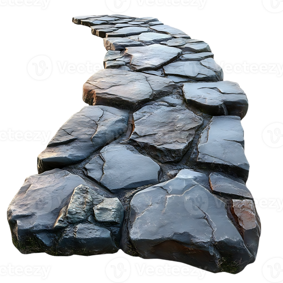Stone Path with a Transparent Background A Curved Pathway Leading to the Unknown, Ideal for Game Design and 3D Modeling png
