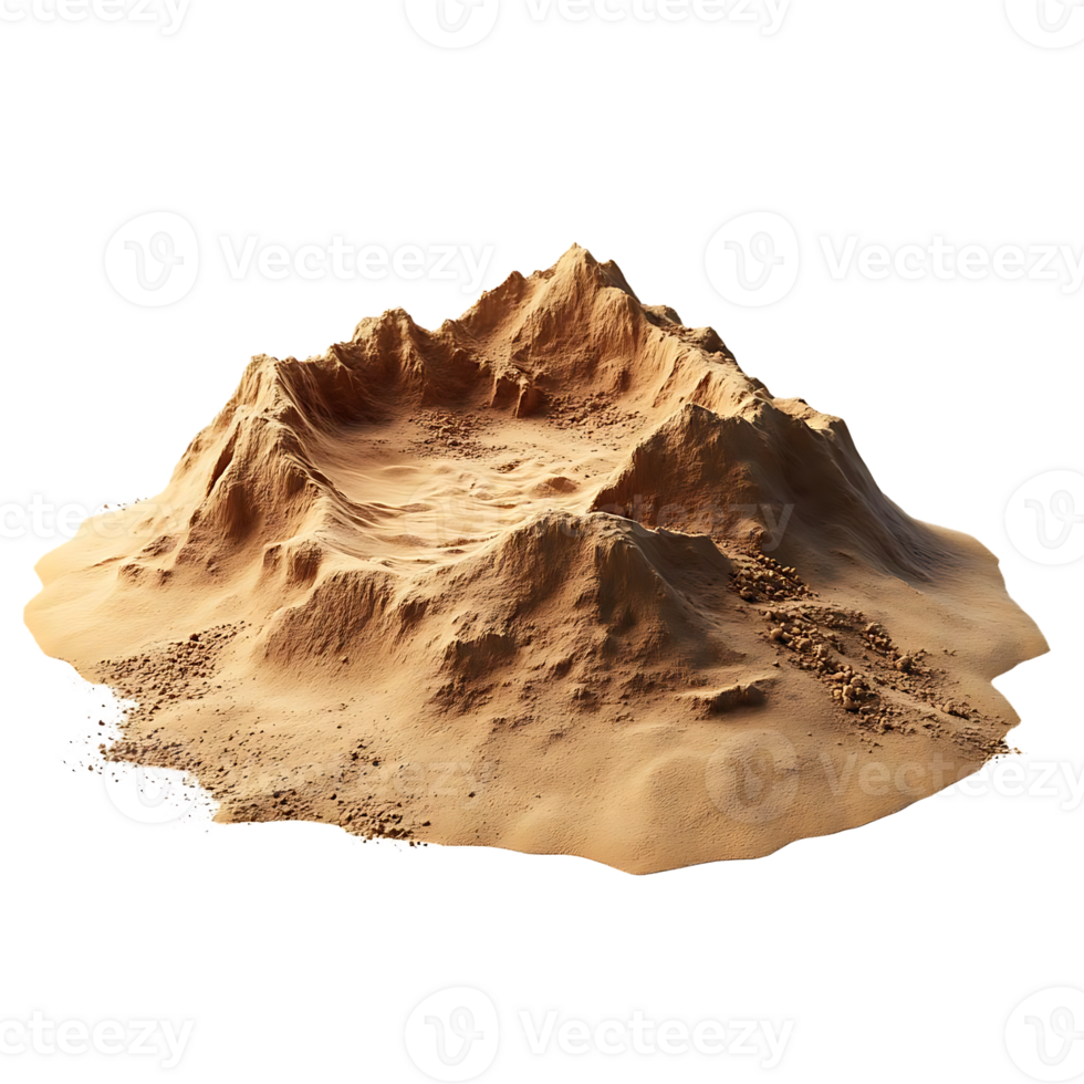 Sand Mountain with a Transparent Background A 3D Rendered Landscape with Detailed Texture and Shadows for Realistic Scenery png