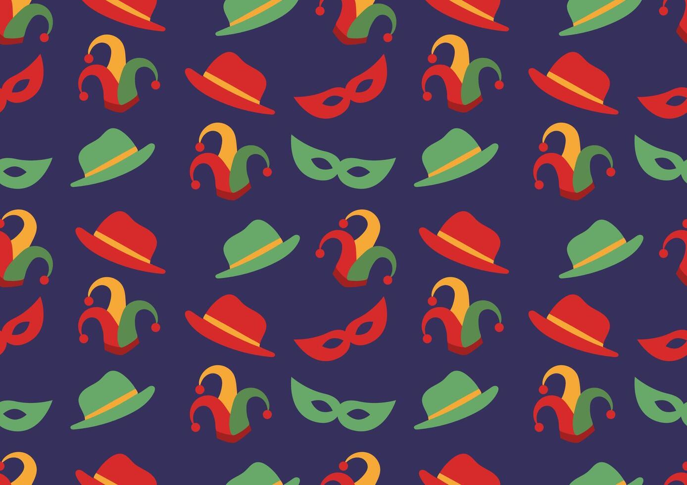 Purim carnival and festival seamless pattern on a blue background. For cards, frames, posters, book covers, textiles, wallpaper, wrapping and fabric. vector
