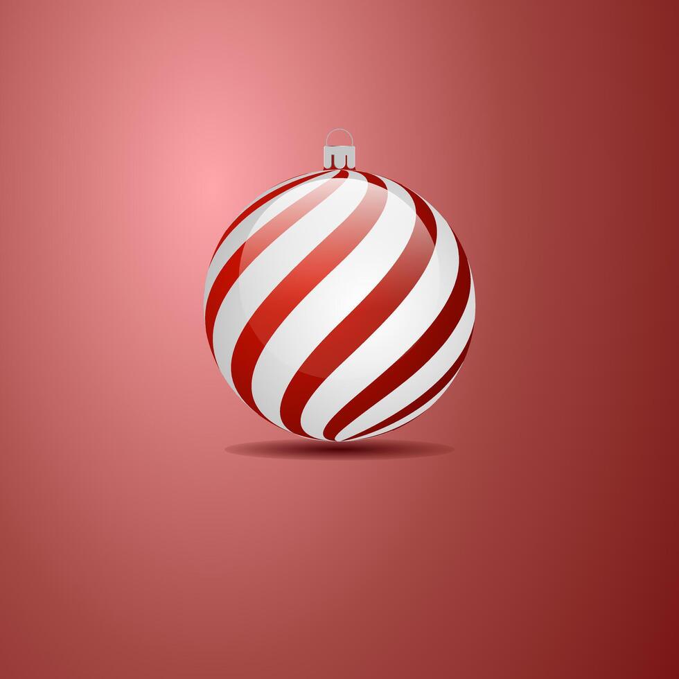 A red and white striped ball with a white center vector