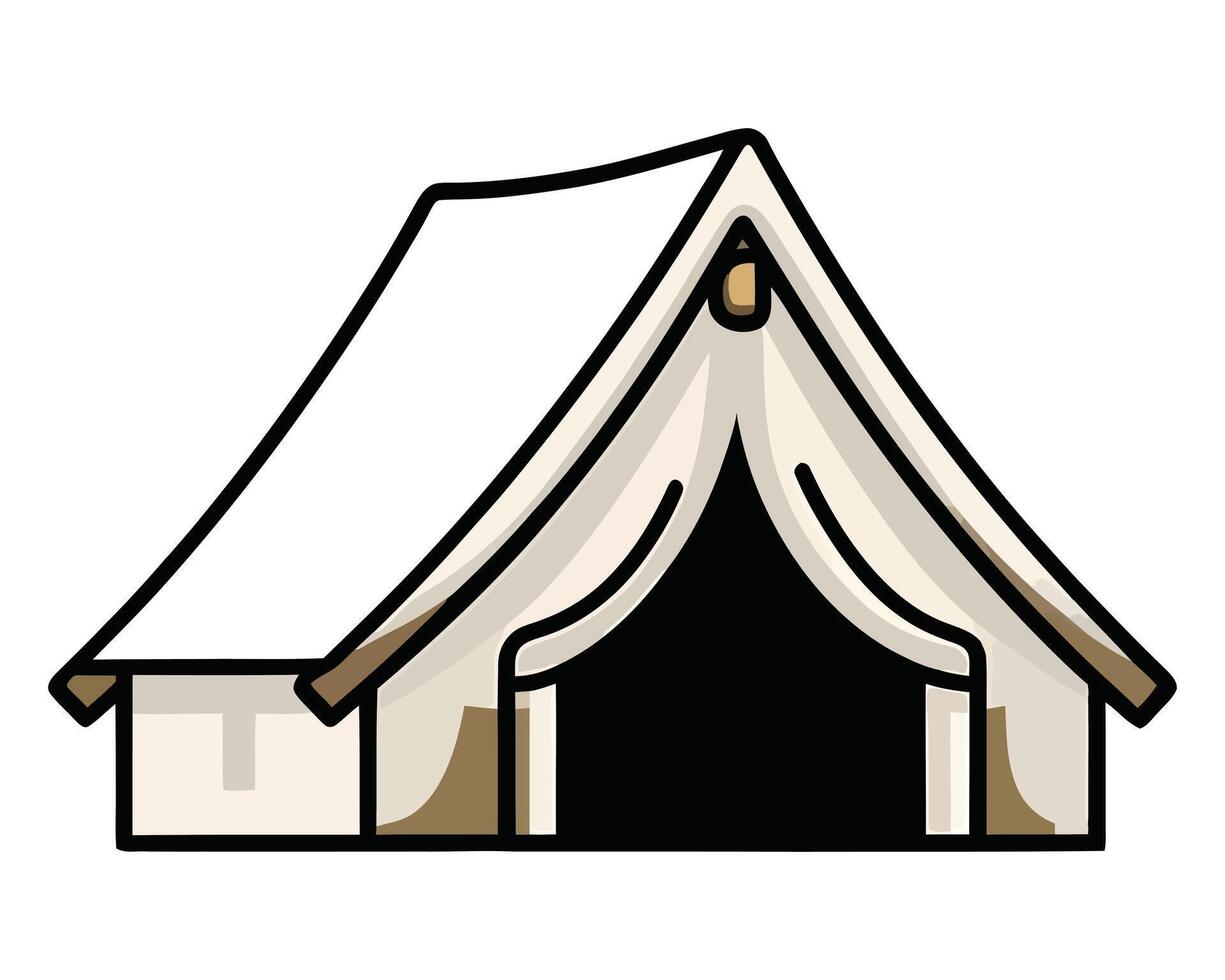 Modern Minimalist Camping Tent, Simple Illustration on a Clean White Background vector