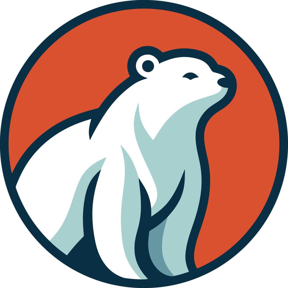 Circular Polar Bear Simple Design Logo vector