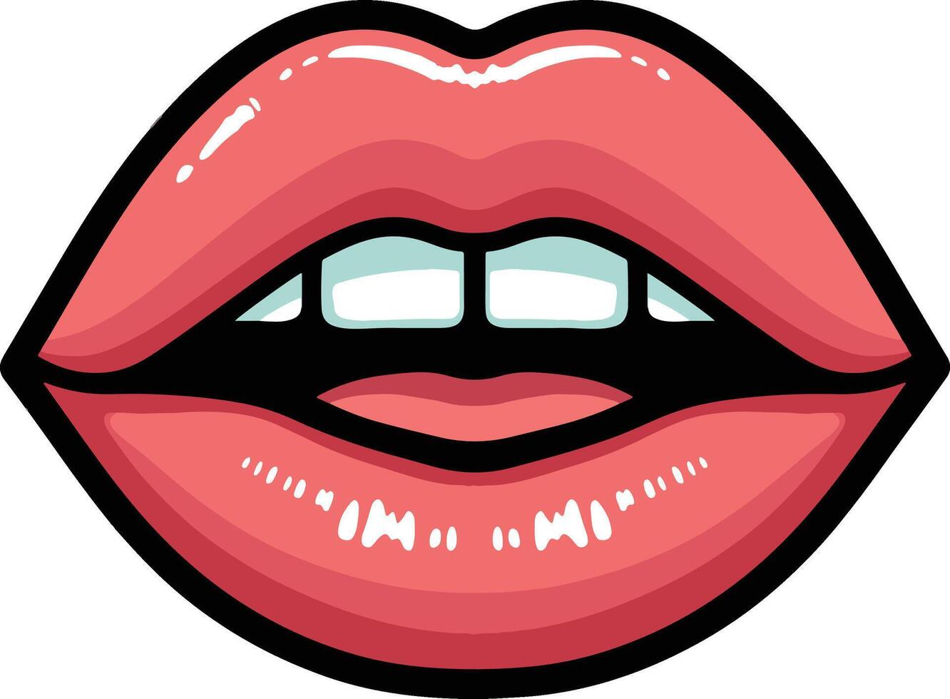 Girl Red Lips Cartoon Design vector