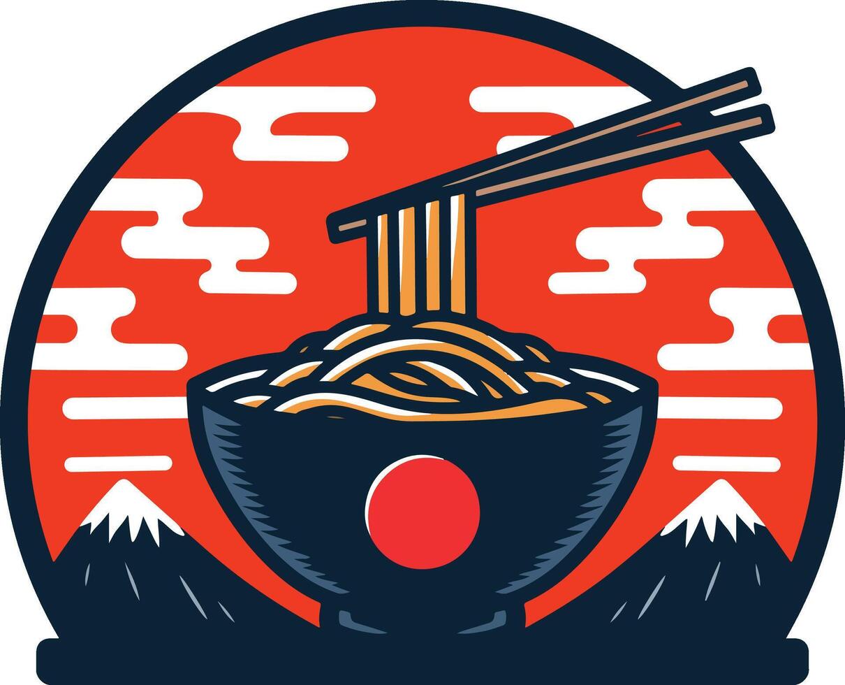 Ramen Noodle Fuji Design vector